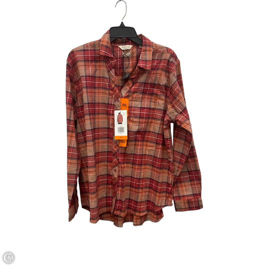 Blouse Long Sleeve By Weatherproof In Plaid Pattern, Size: Xxl