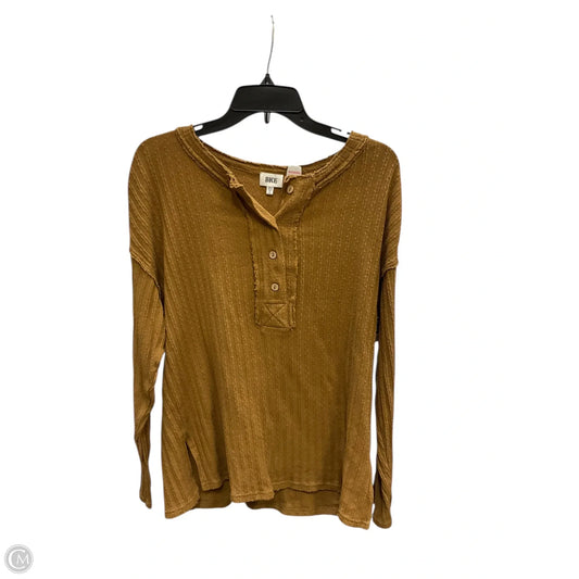 Top Long Sleeve By Bke In Tan, Size: Xs