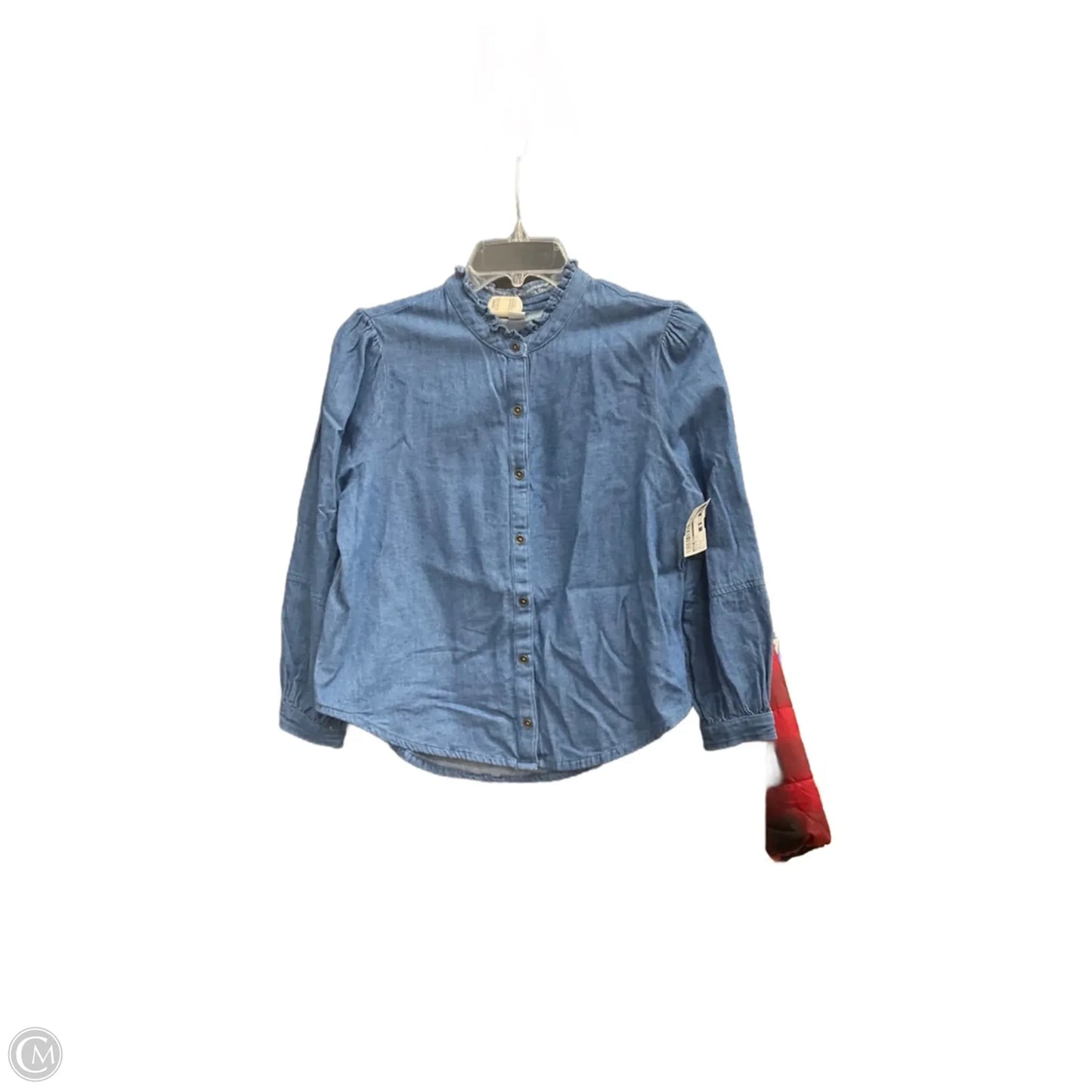 Blouse Long Sleeve By Old Navy In Blue Denim, Size: S