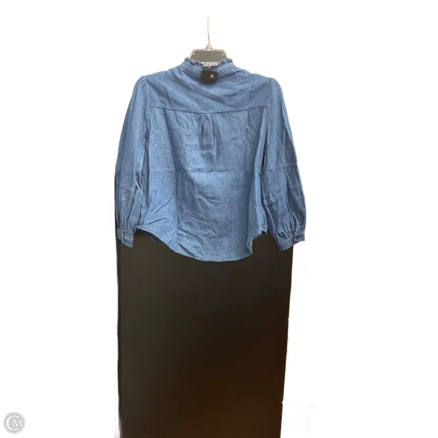 Blouse Long Sleeve By Old Navy In Blue Denim, Size: S