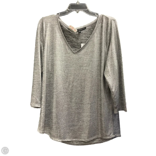 Top Long Sleeve By White House Black Market In Silver, Size: L