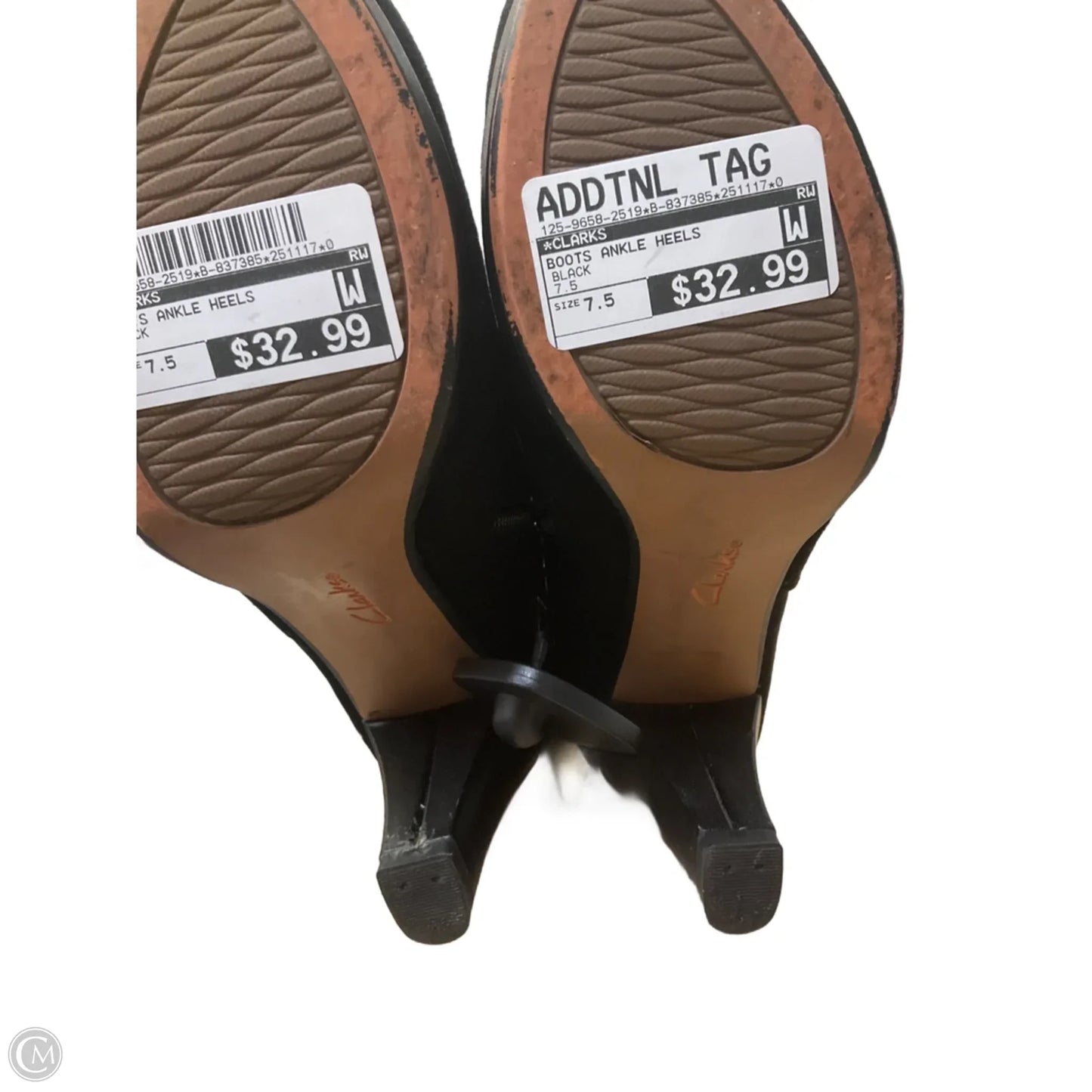 Boots Ankle Heels By Clarks In Black, Size: 7.5