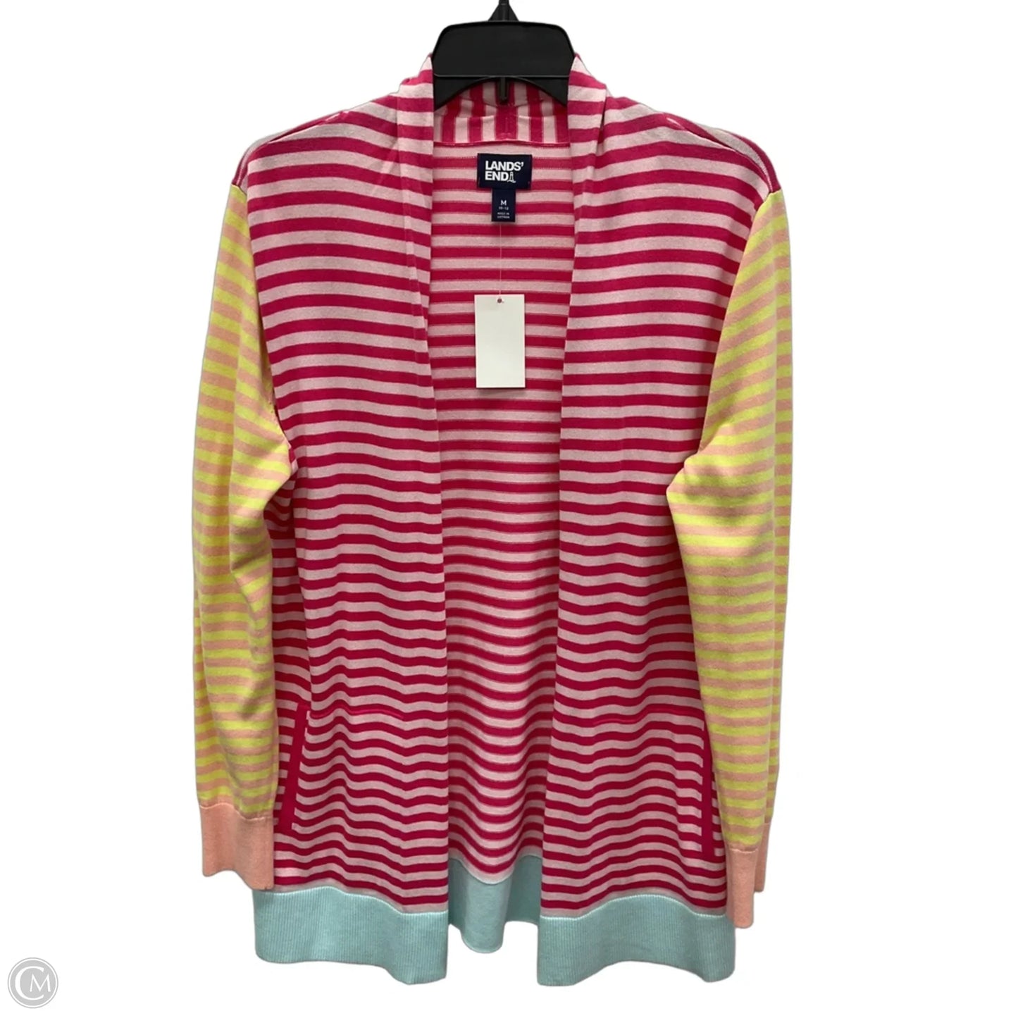 Cardigan By Lands End In Striped Pattern, Size: M