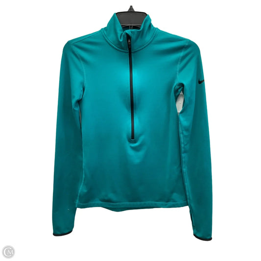Athletic Top Long Sleeve Collar By Nike In Blue, Size: S