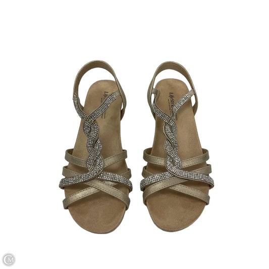 Sandals Heels Platform By Life Stride In Beige, Size: 7.5
