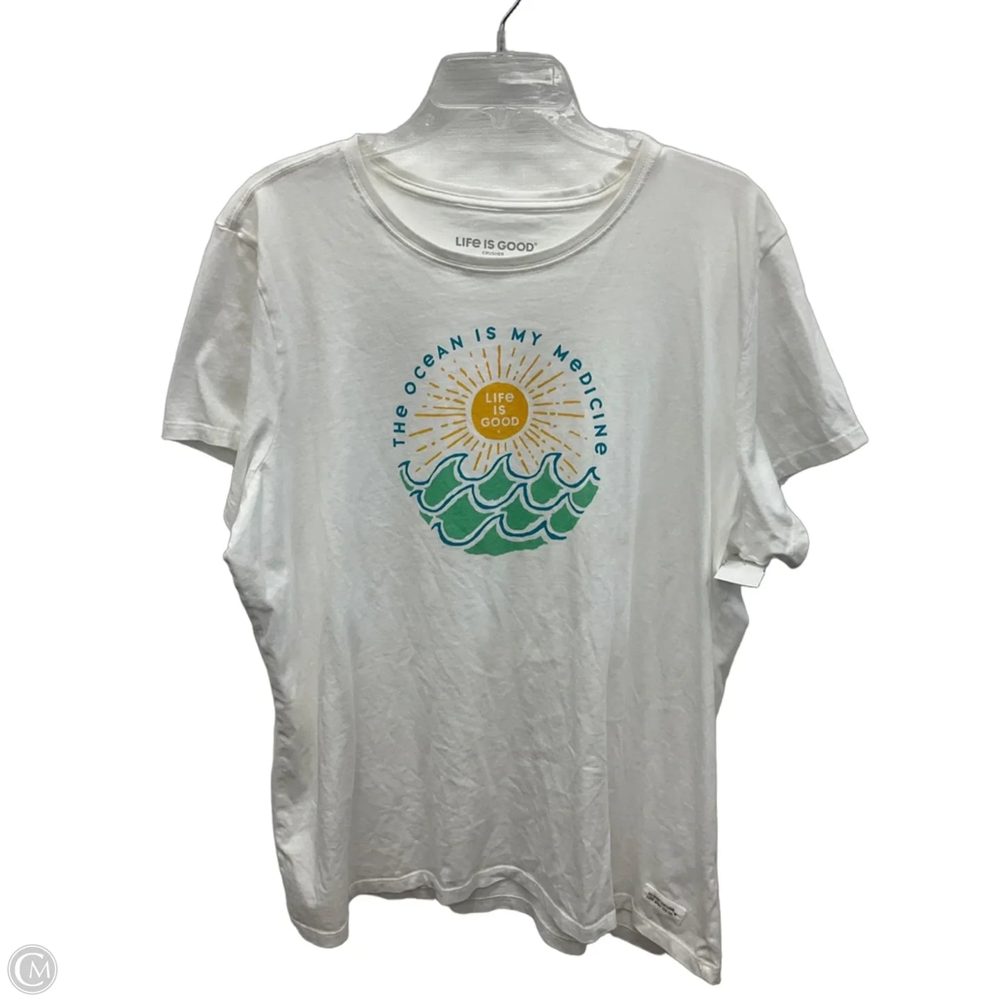 Top Short Sleeve By Life Is Good In White, Size: Xxl