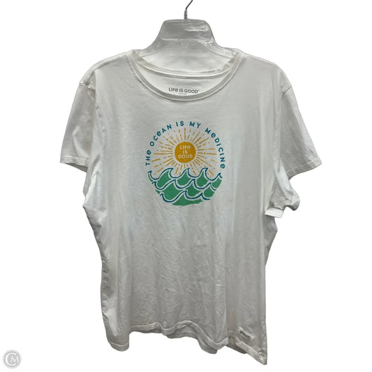 Top Short Sleeve By Life Is Good In White, Size: Xxl