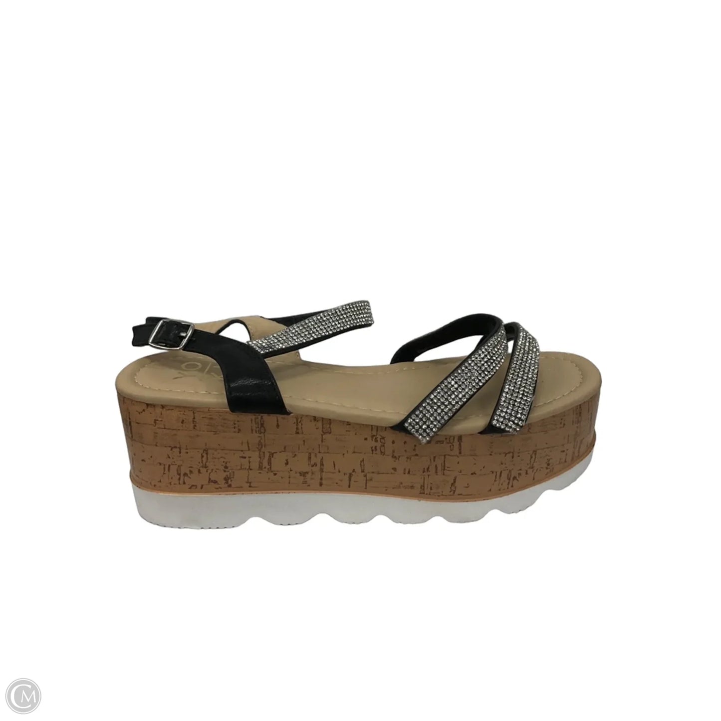 Sandals Heels Platform By Yoki In Brown & Silver, Size: 7.5