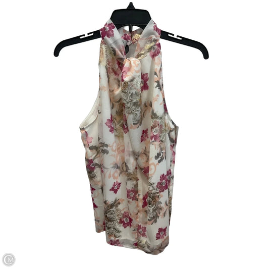 Top Sleeveless By Loft In Pink & White, Size: M