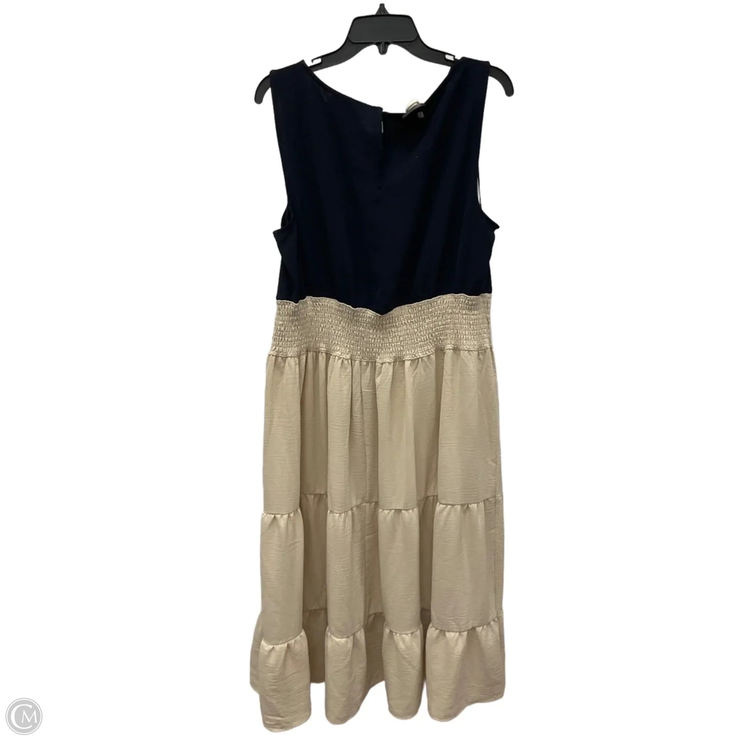 Dress Casual Maxi By Dkny In Blue & Cream, Size: 16