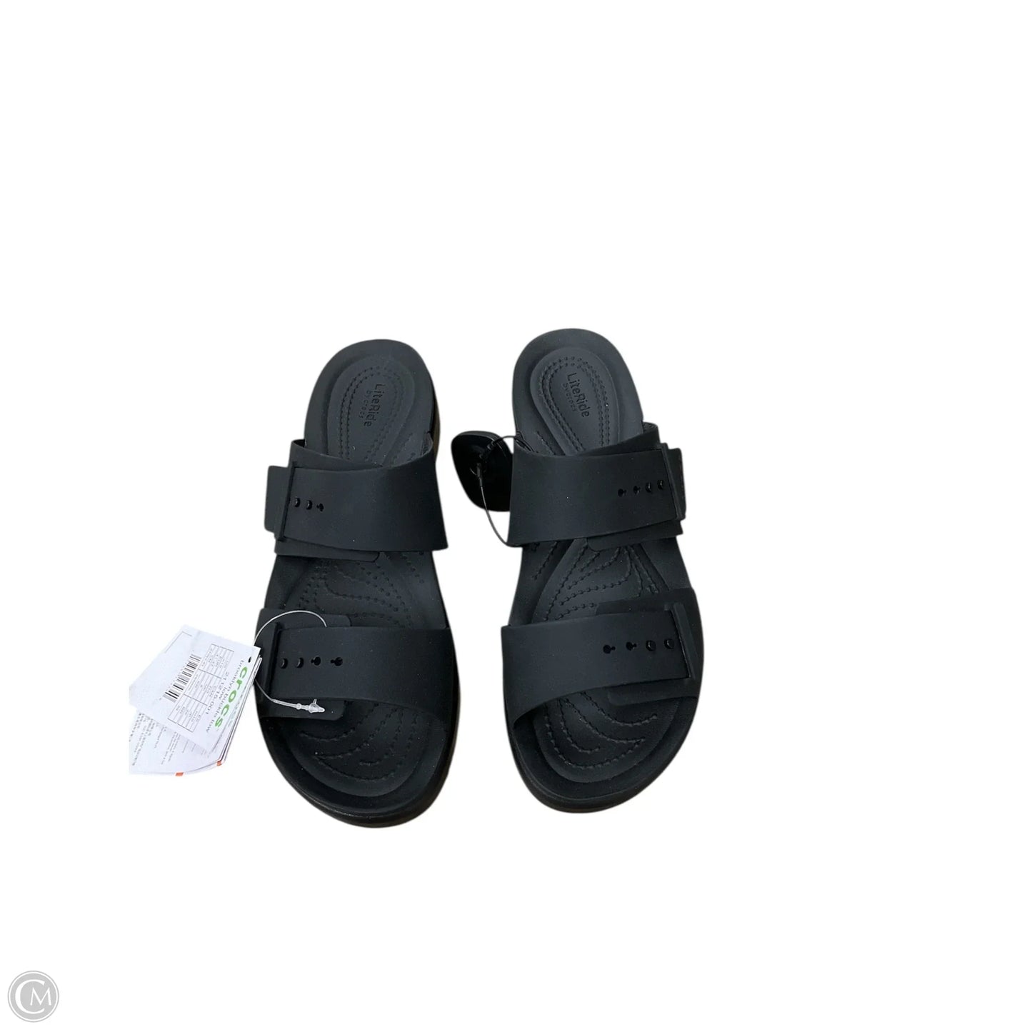 Sandals Flats By Crocs In Black, Size: 10