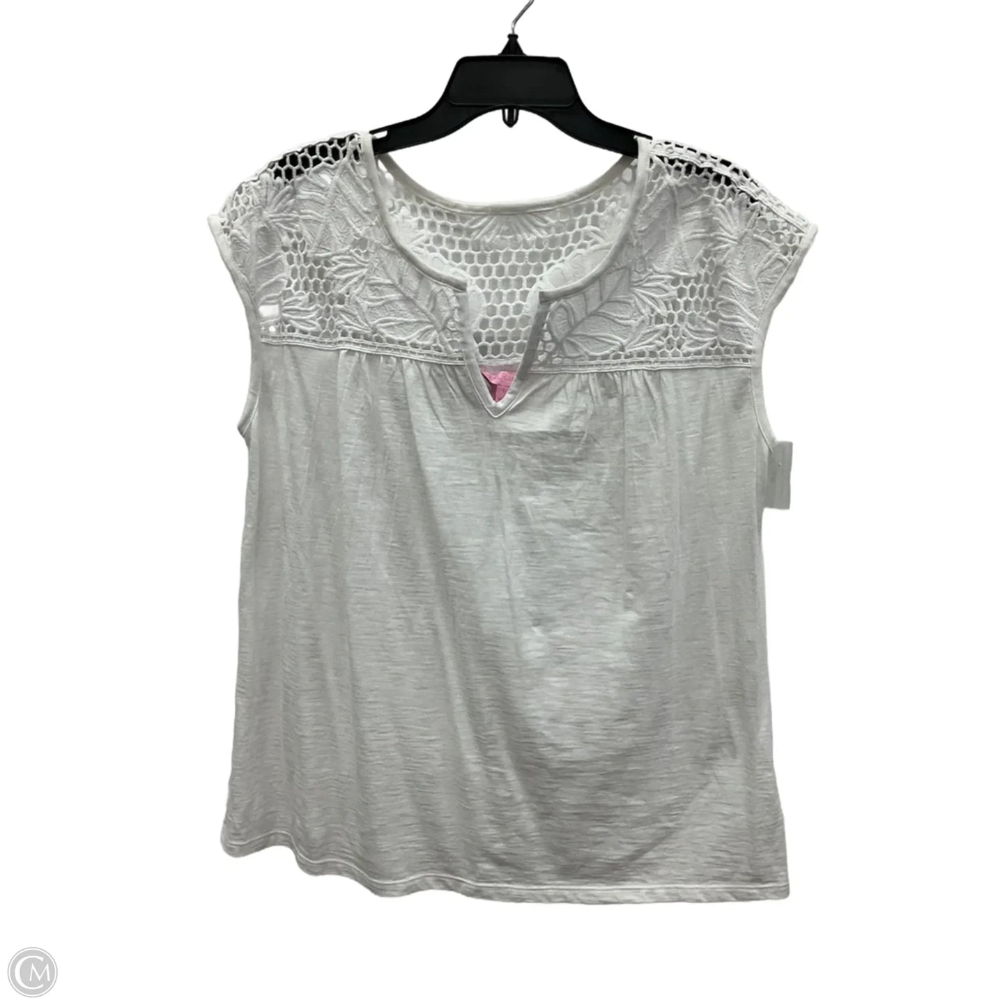 Top Sleeveless Designer By Lilly Pulitzer In White, Size: L