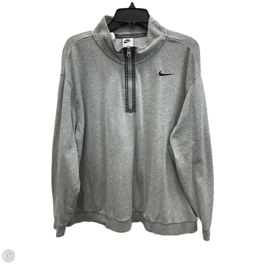 Athletic Top Long Sleeve Collar By Nike In Grey, Size: 1x