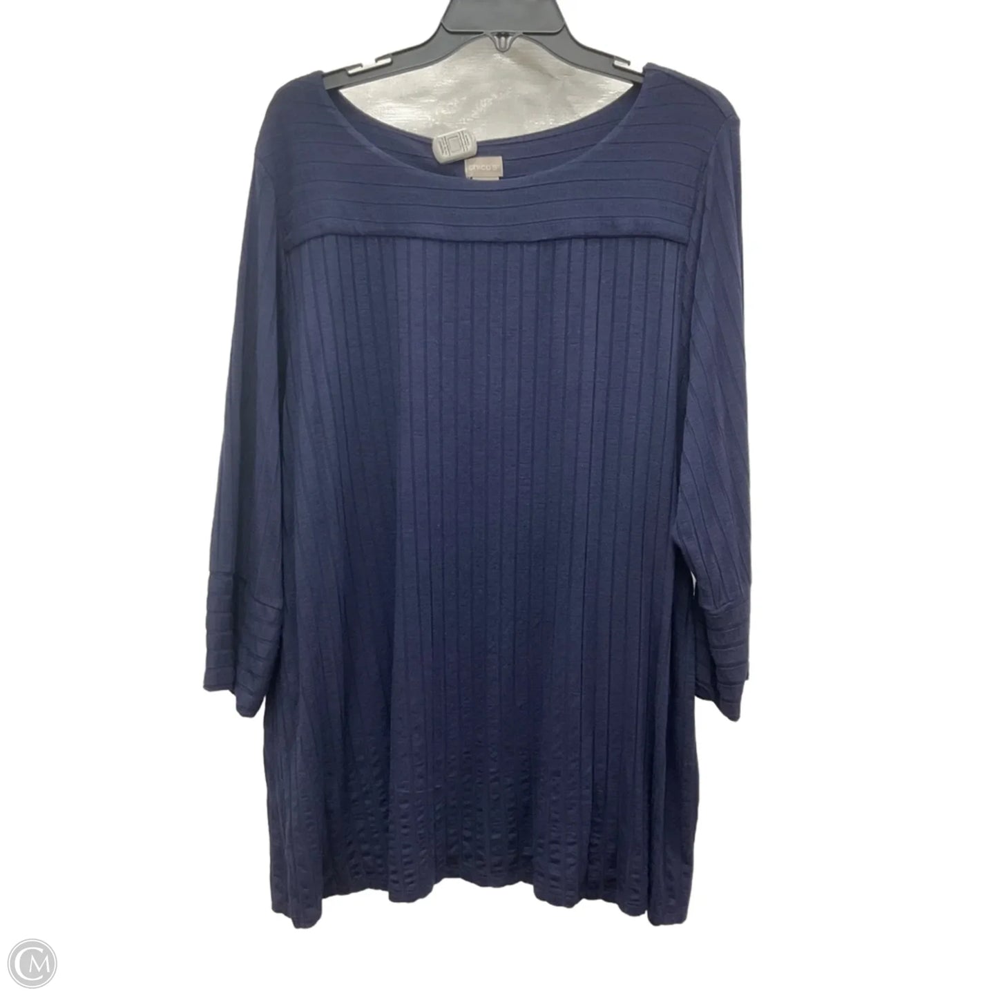 Top 3/4 Sleeve By Chicos In Blue, Size: Xxl