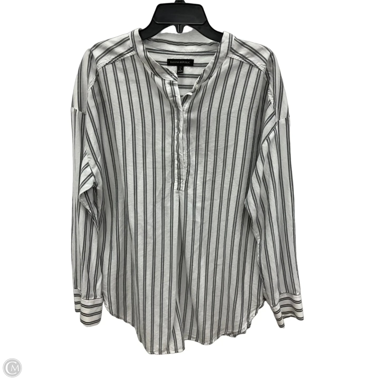 Blouse Long Sleeve By Banana Republic In Striped Pattern, Size: L