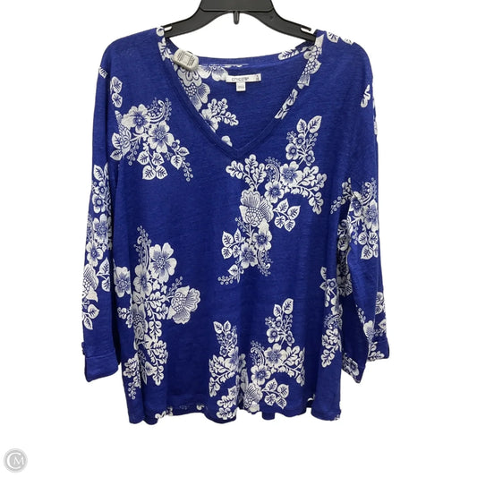 Top 3/4 Sleeve By Chicos In Blue, Size: Xxl
