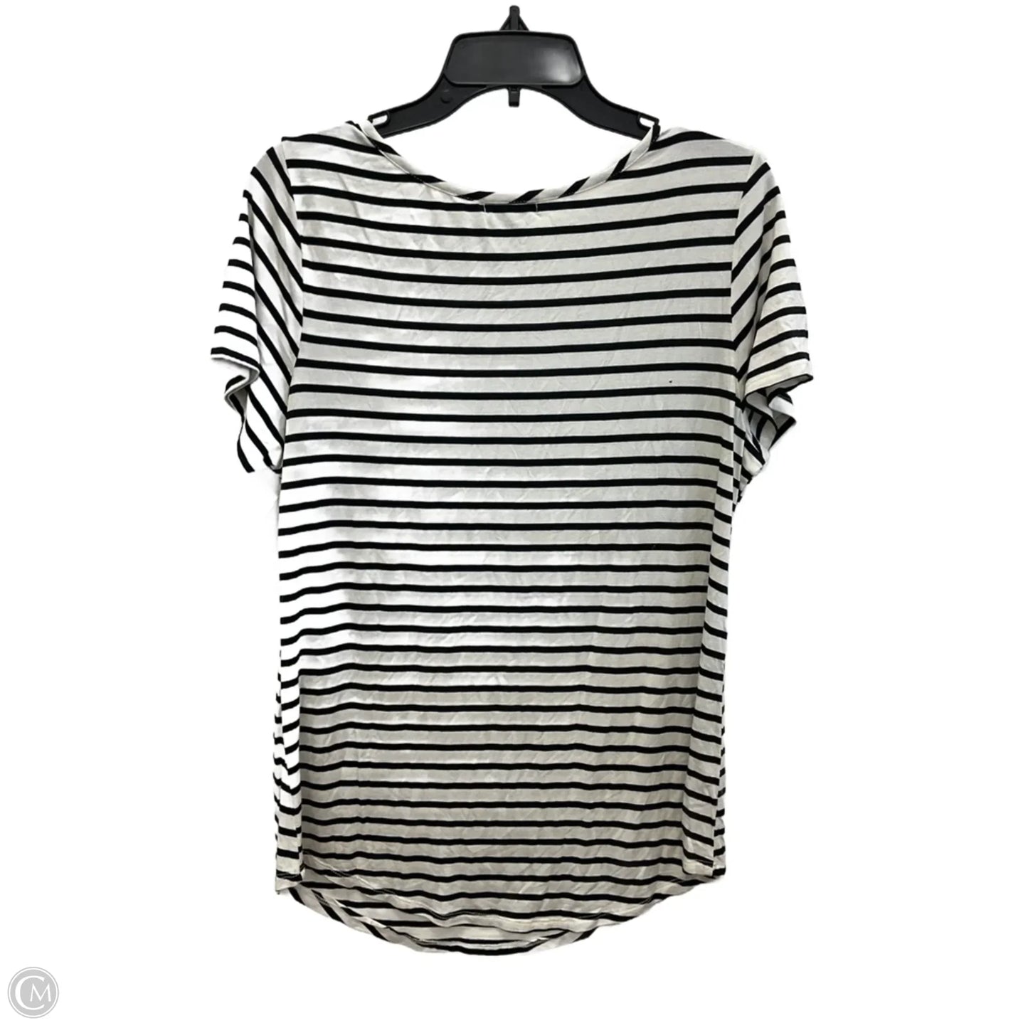 Top Short Sleeve Basic By Olivia Blu In Striped Pattern, Size: 1x