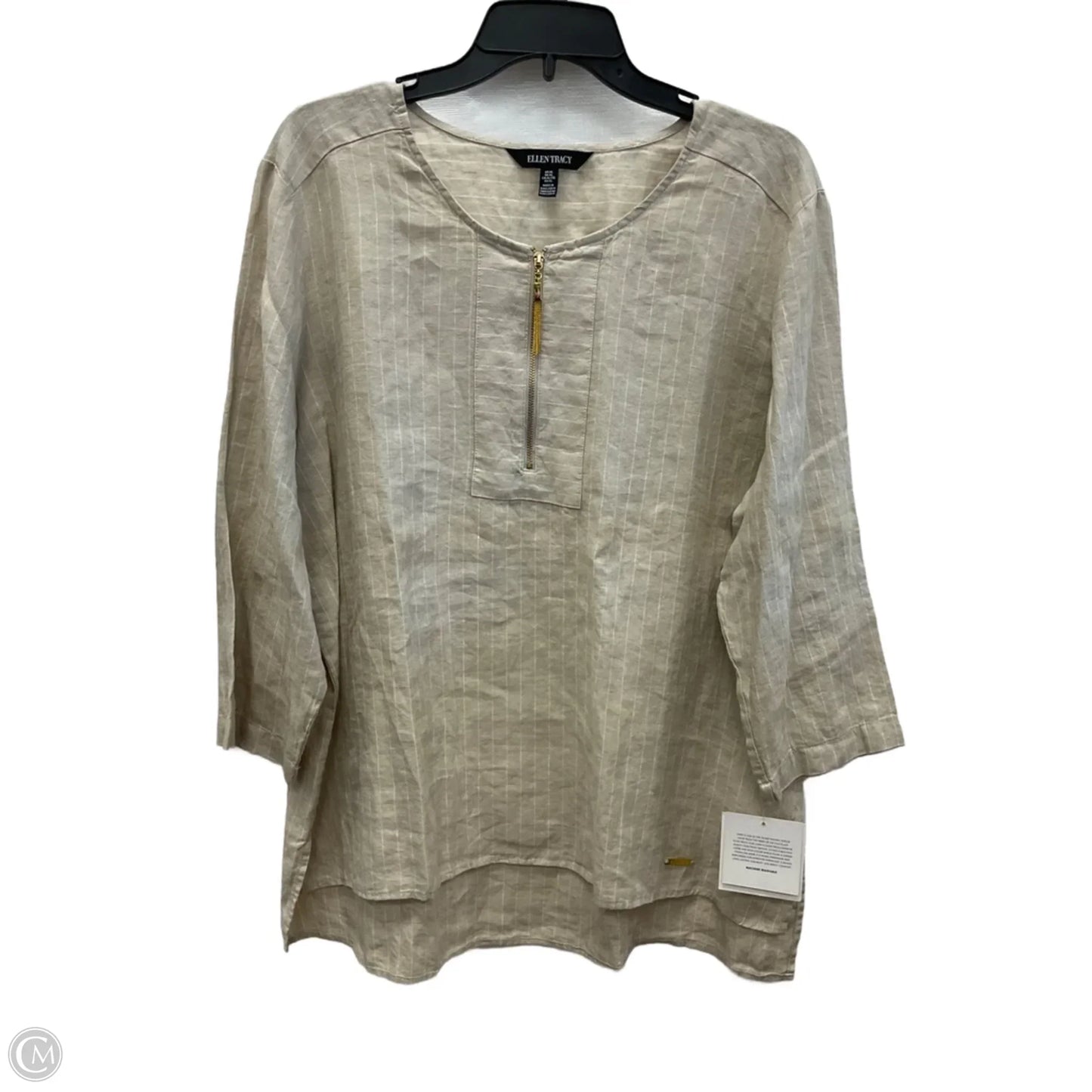 Top Long Sleeve By Ellen Tracy In Beige, Size: Xl