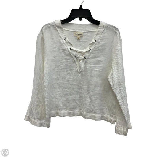 Top Long Sleeve By Cloth & Stone In White, Size: S