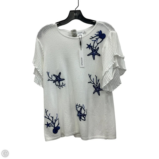 Top Short Sleeve By Chicos In White, Size: M