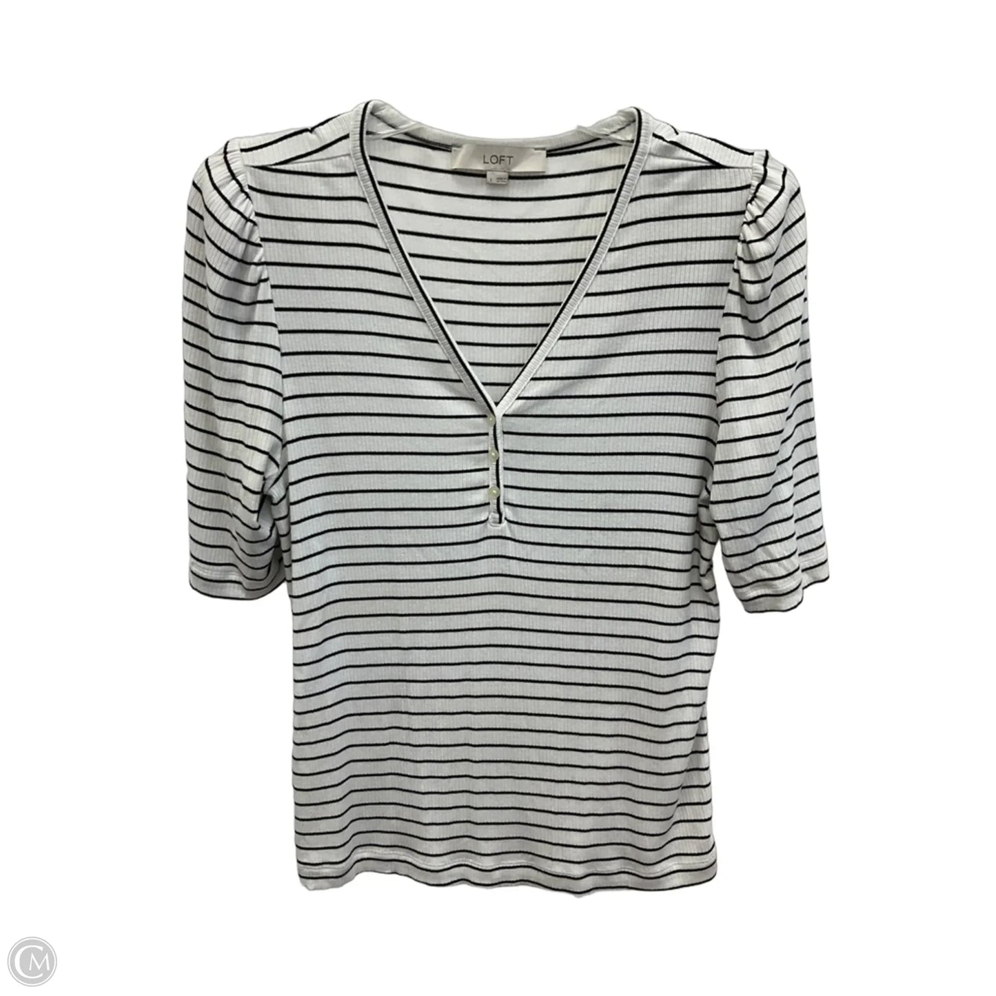 Top Short Sleeve By Loft In Striped Pattern, Size: L