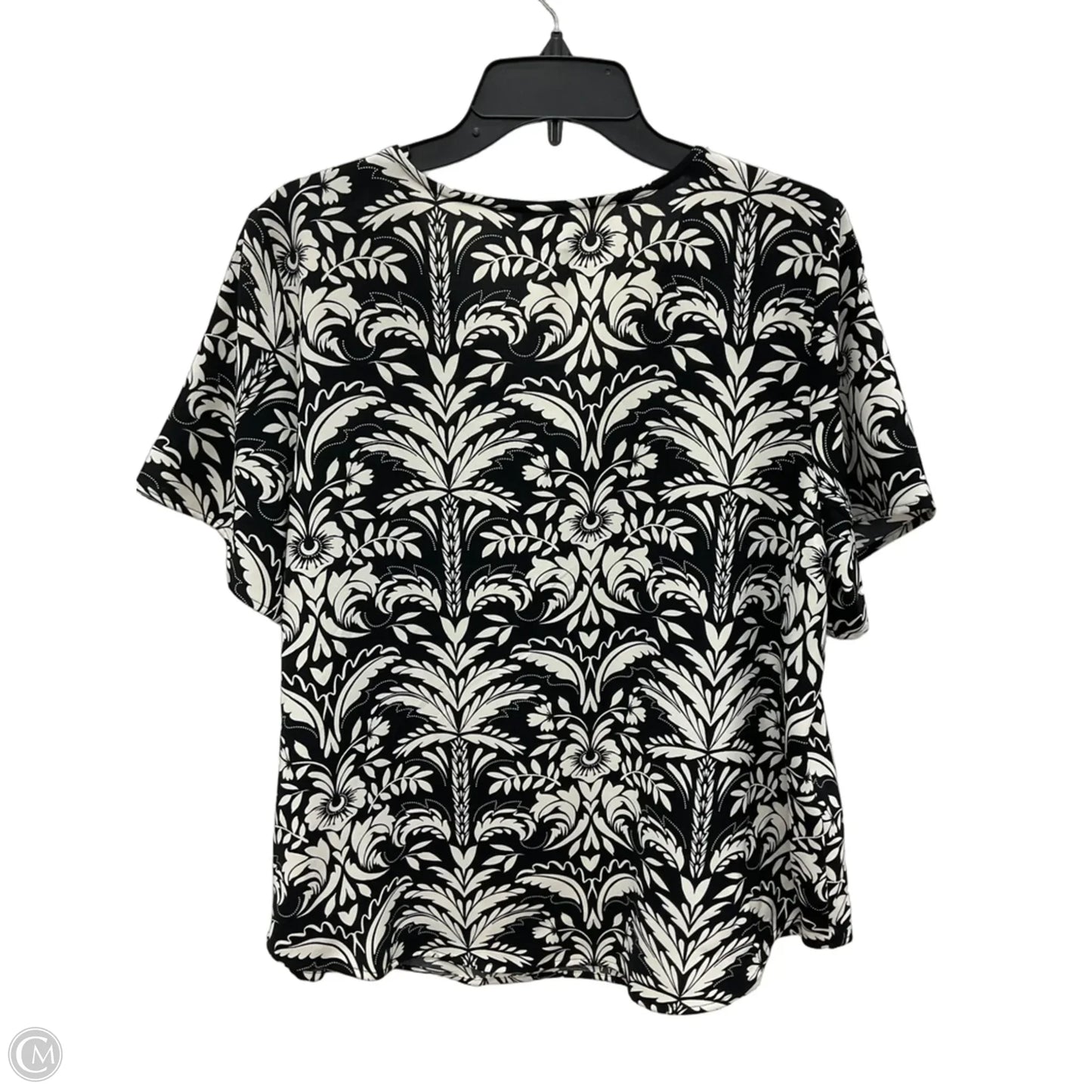 Top Short Sleeve By Croft And Barrow In Black & White, Size: L