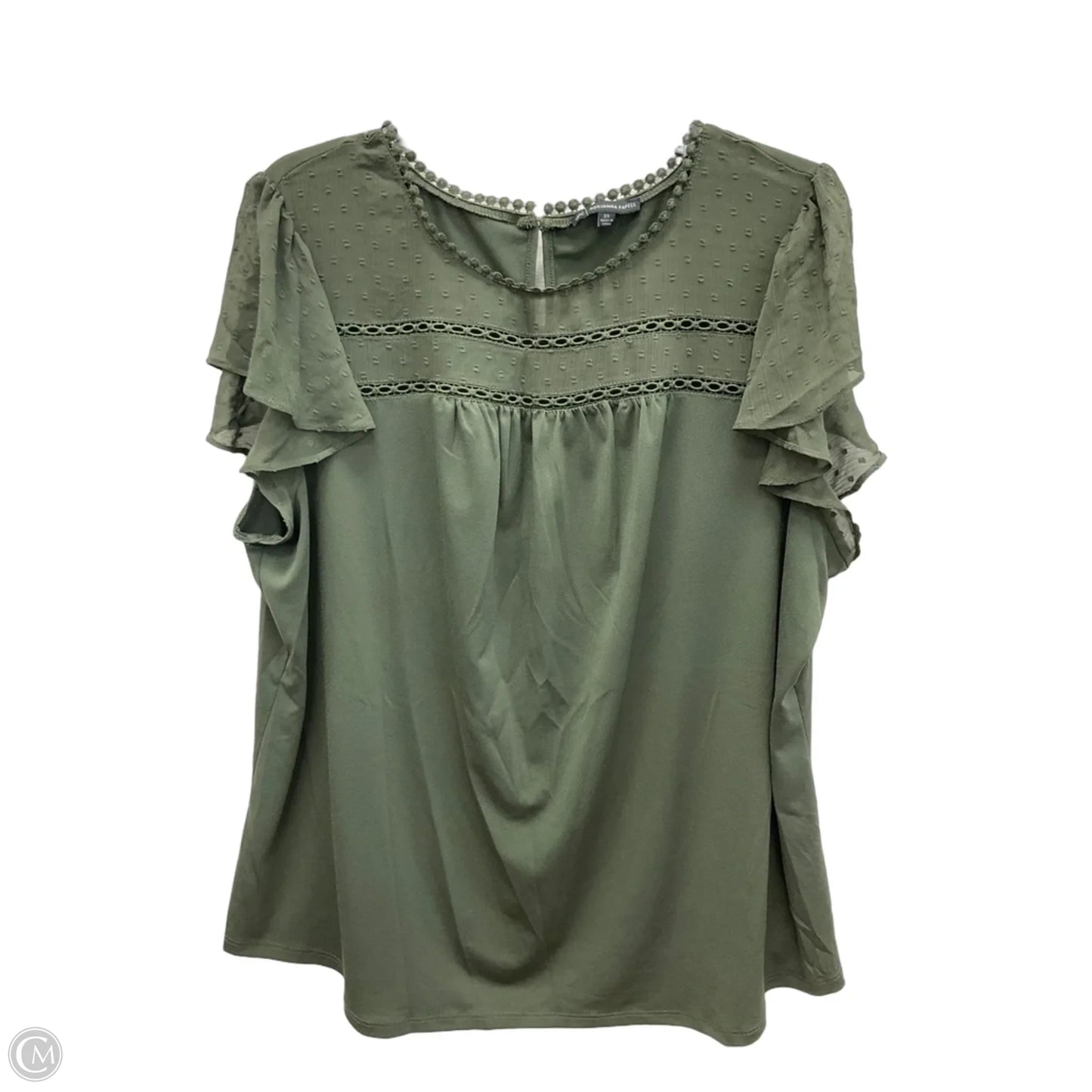 Top Short Sleeve By Adrianna Papell In Green, Size: 2x