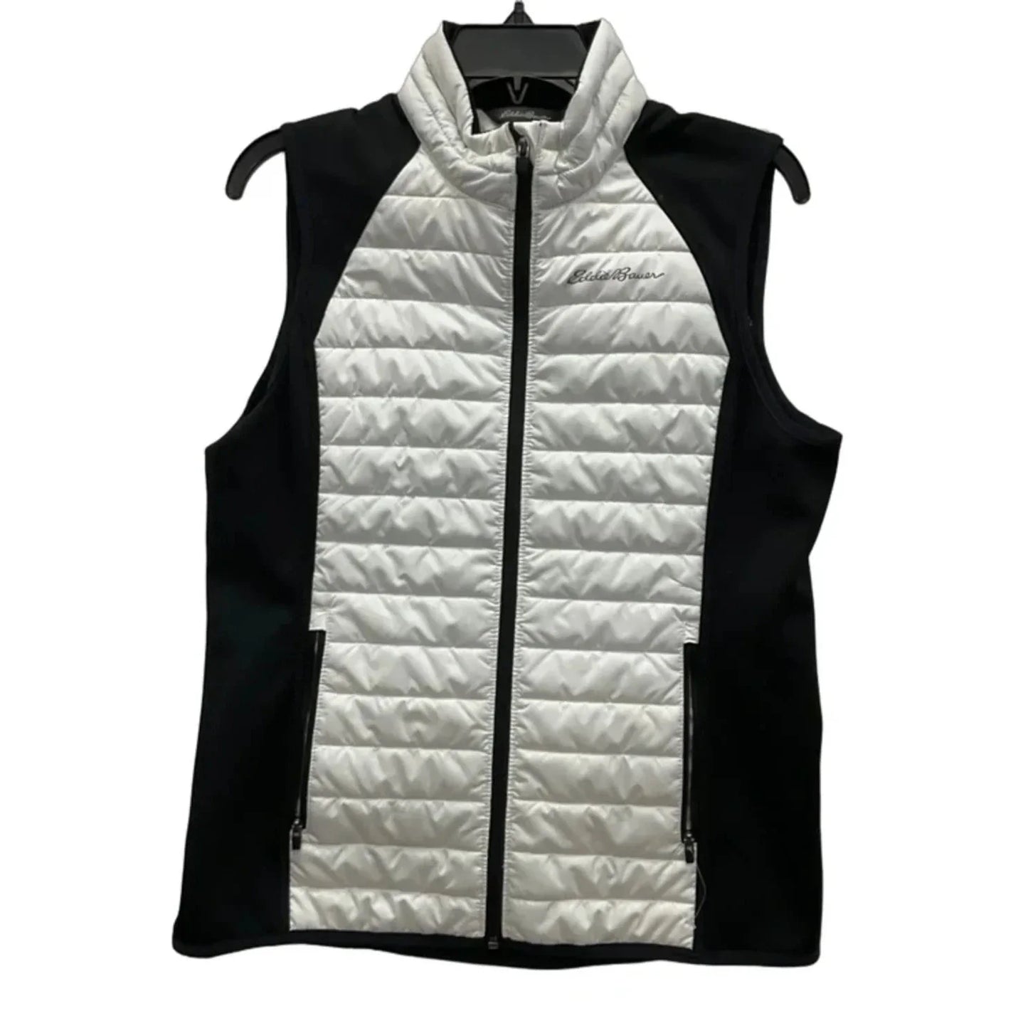 Vest Puffer & Quilted By Eddie Bauer In Black & White, Size: M