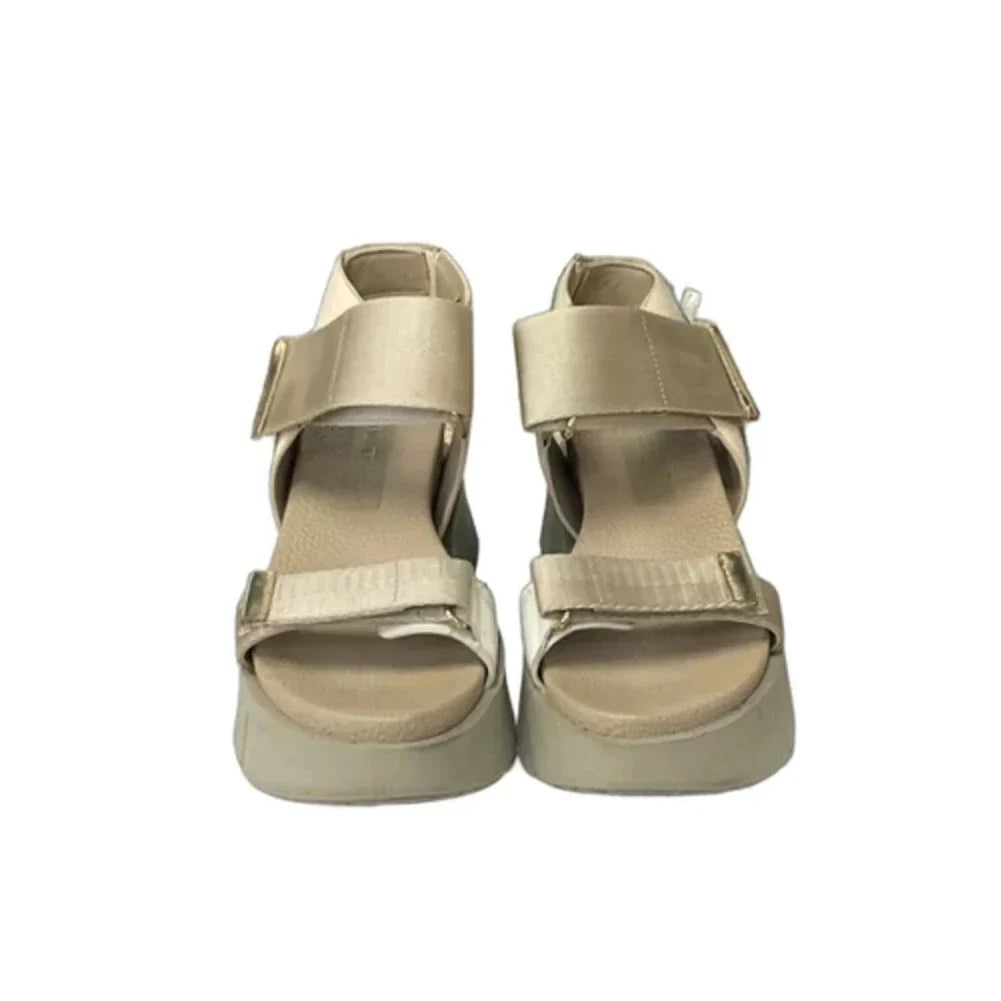 Sandals Heels Platform By Cma In Green & Tan, Size: 7