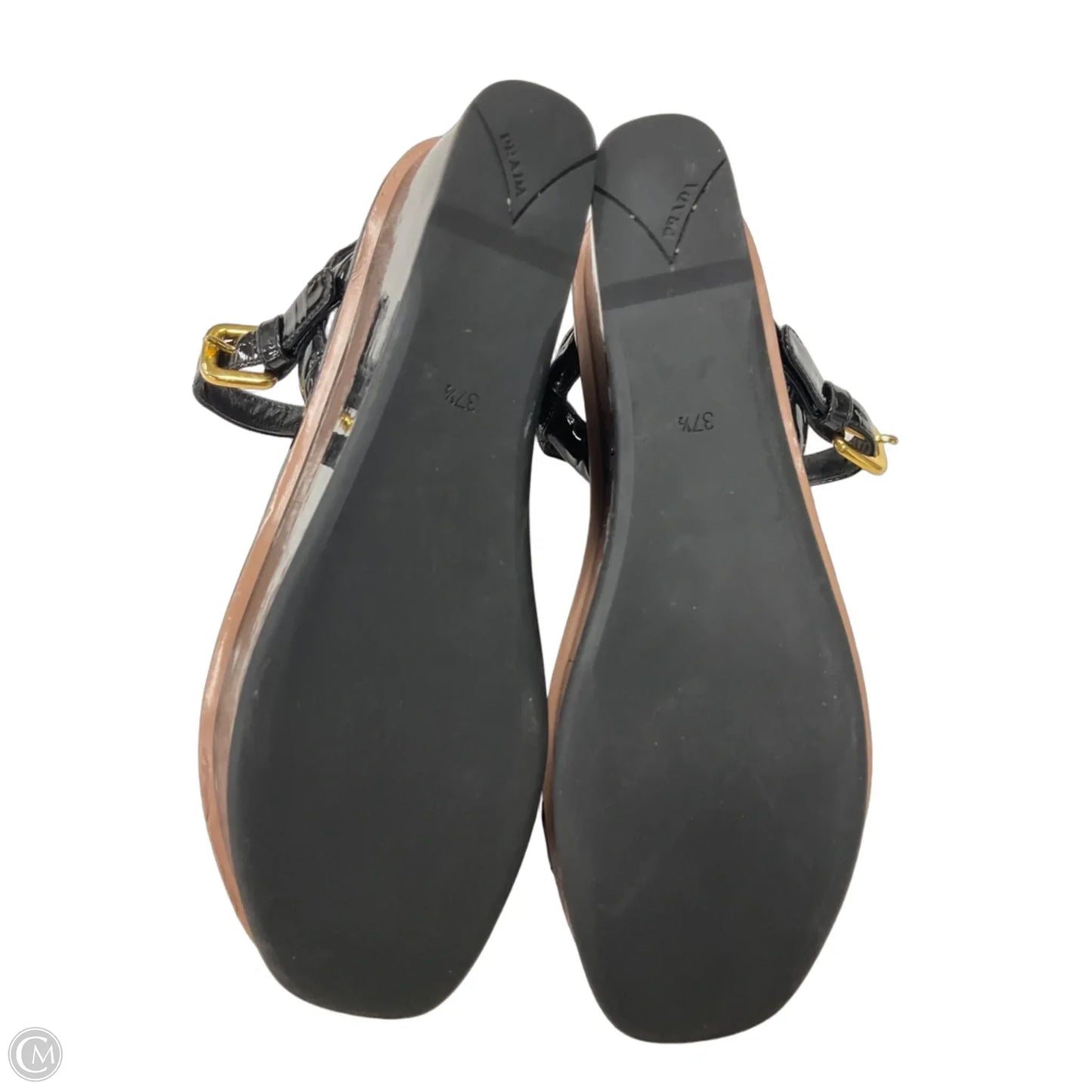 Sandals Luxury Designer By Prada In Black, Size: 7.5