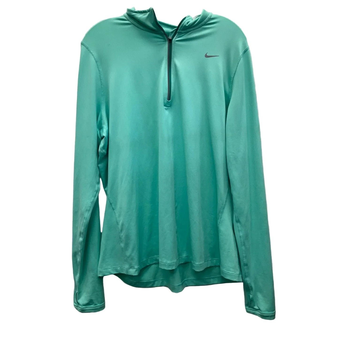Athletic Top Long Sleeve Collar By Nike Apparel In Teal, Size: Xl
