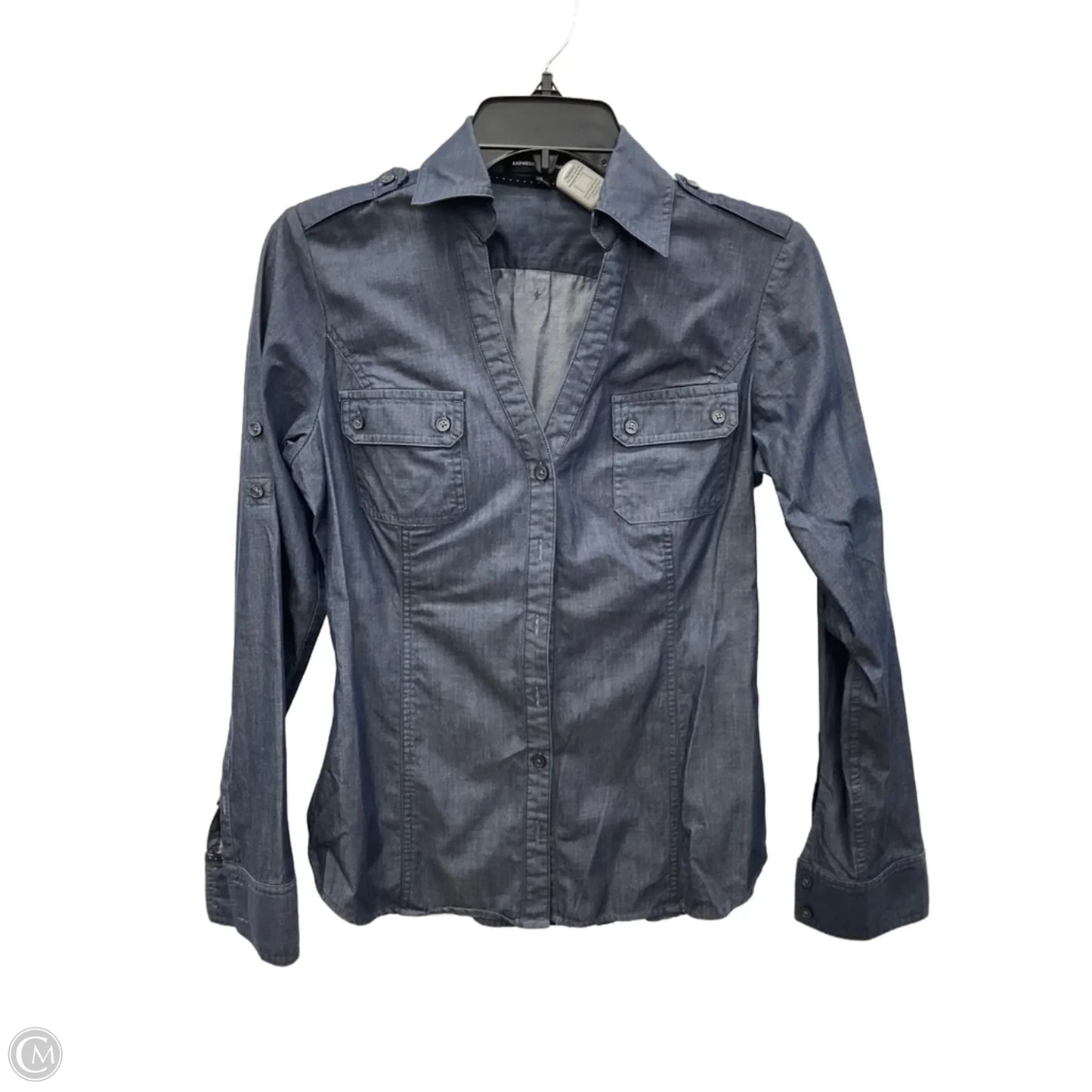 Blouse Long Sleeve By Express Design Studio In Blue, Size: S