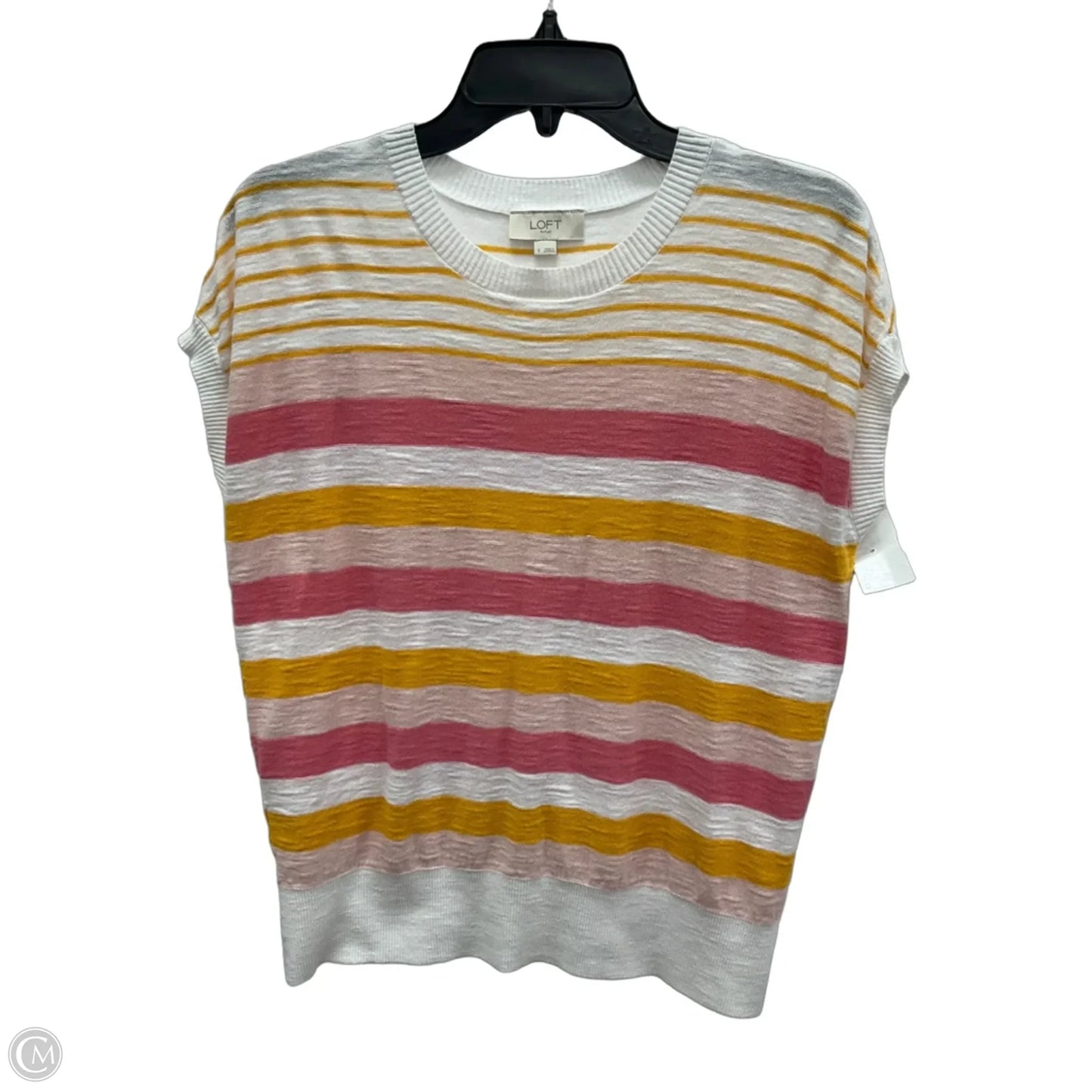 Top Short Sleeve By Loft In Pink & Yellow, Size: S