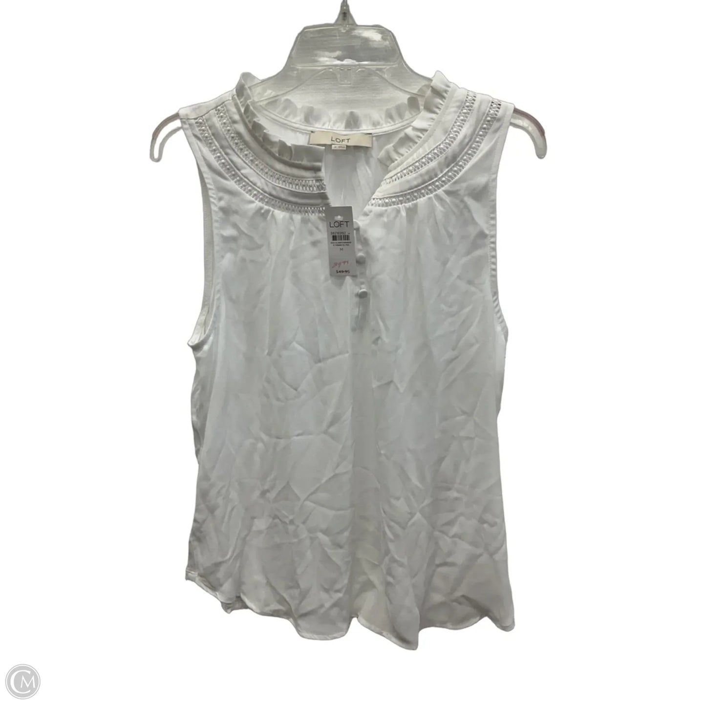 Top Sleeveless By Loft In White, Size: M