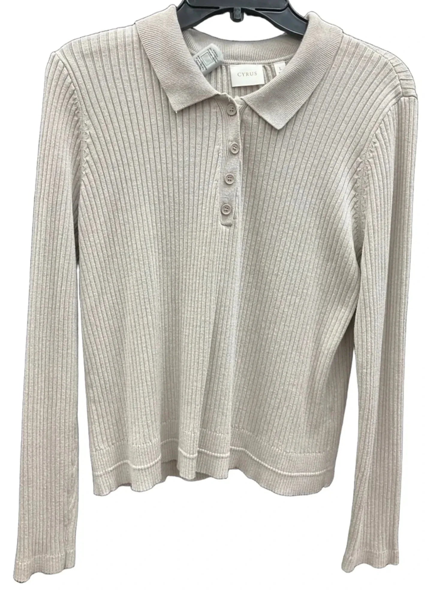 Top Long Sleeve By Cyrus In Tan, Size: L