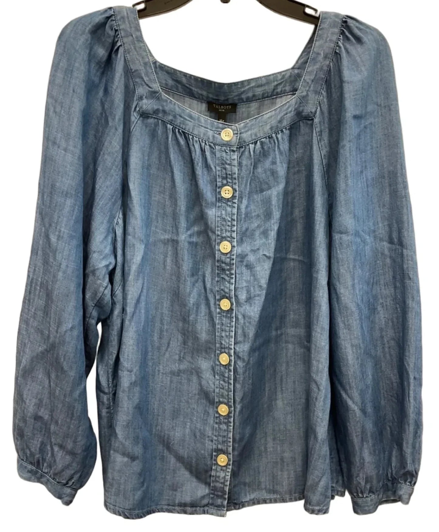 Top Long Sleeve By Talbots In Blue Denim, Size: Xlp