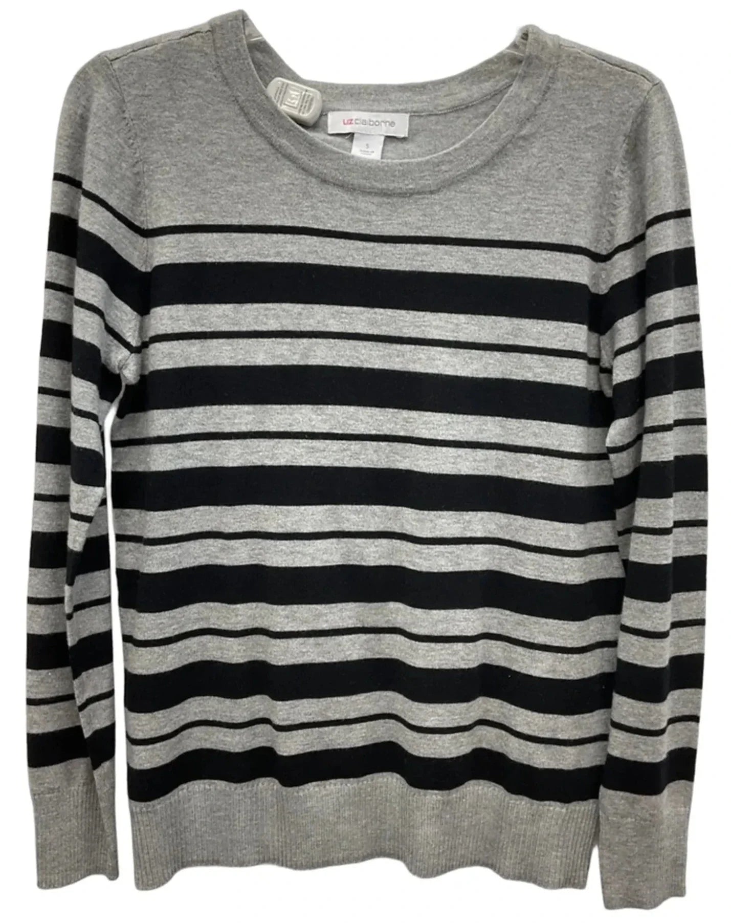 Top Long Sleeve By Liz Claiborne In Black & Grey, Size: S