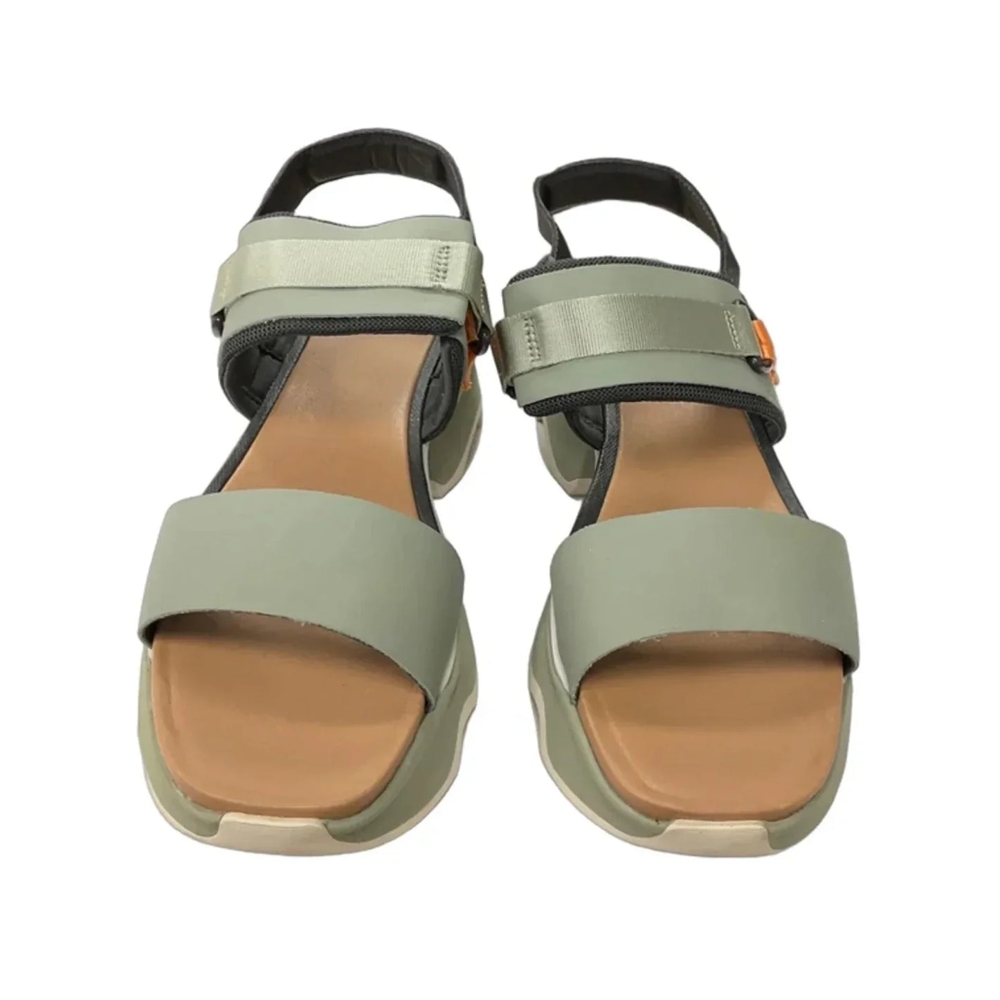 Sandals Heels Block By Sorel In Green, Size: 10.5