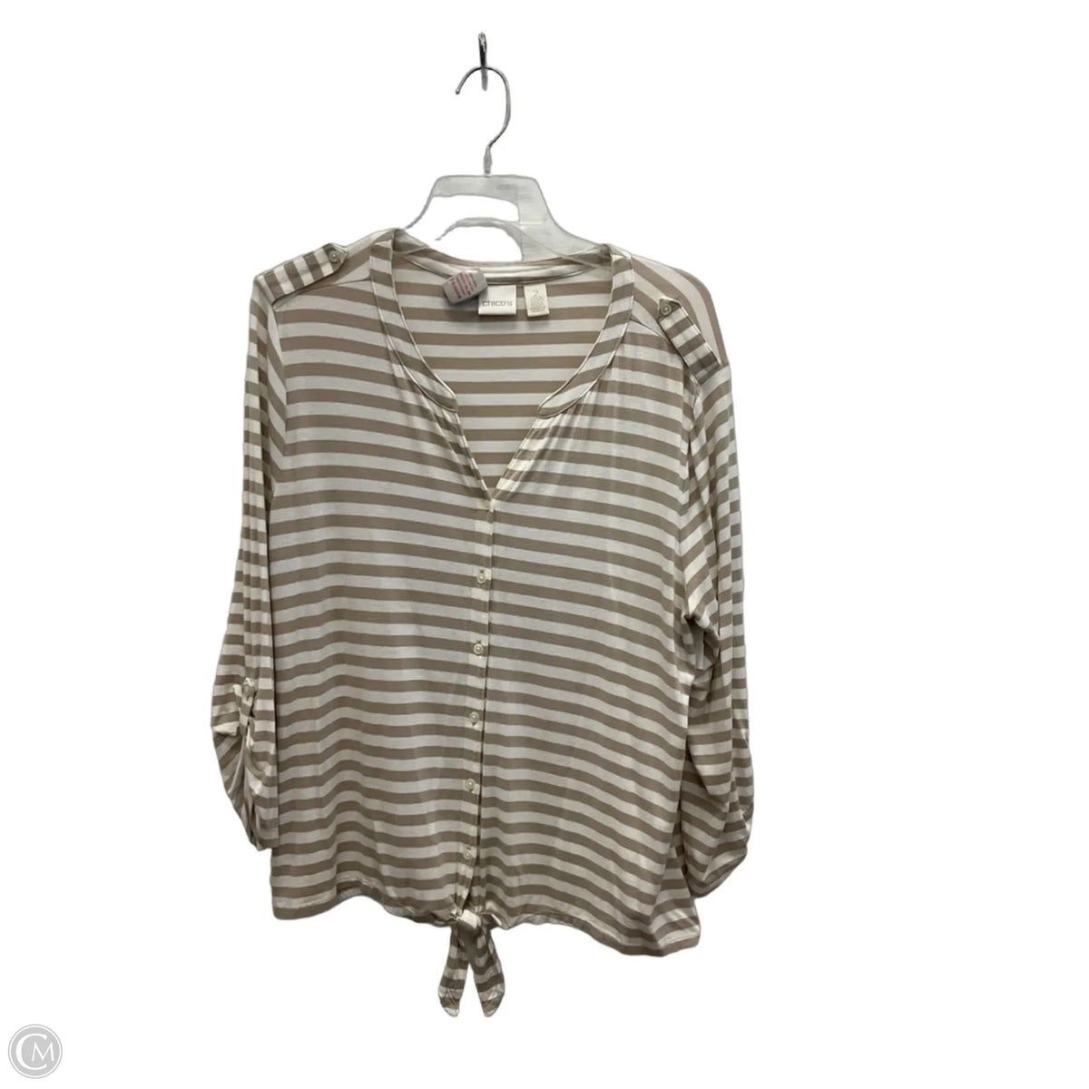 Top 3/4 Sleeve By Chicos In Tan, Size: L