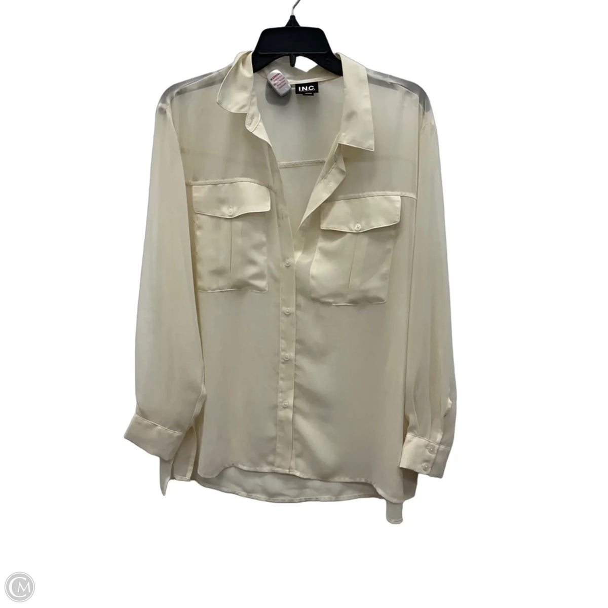 Blouse Long Sleeve By Inc In Cream, Size: M