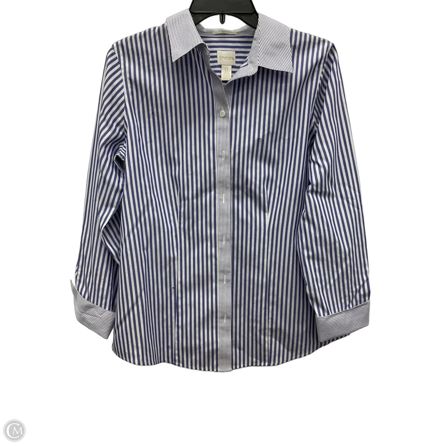 Blouse Long Sleeve By Chicos In Blue, Size: S