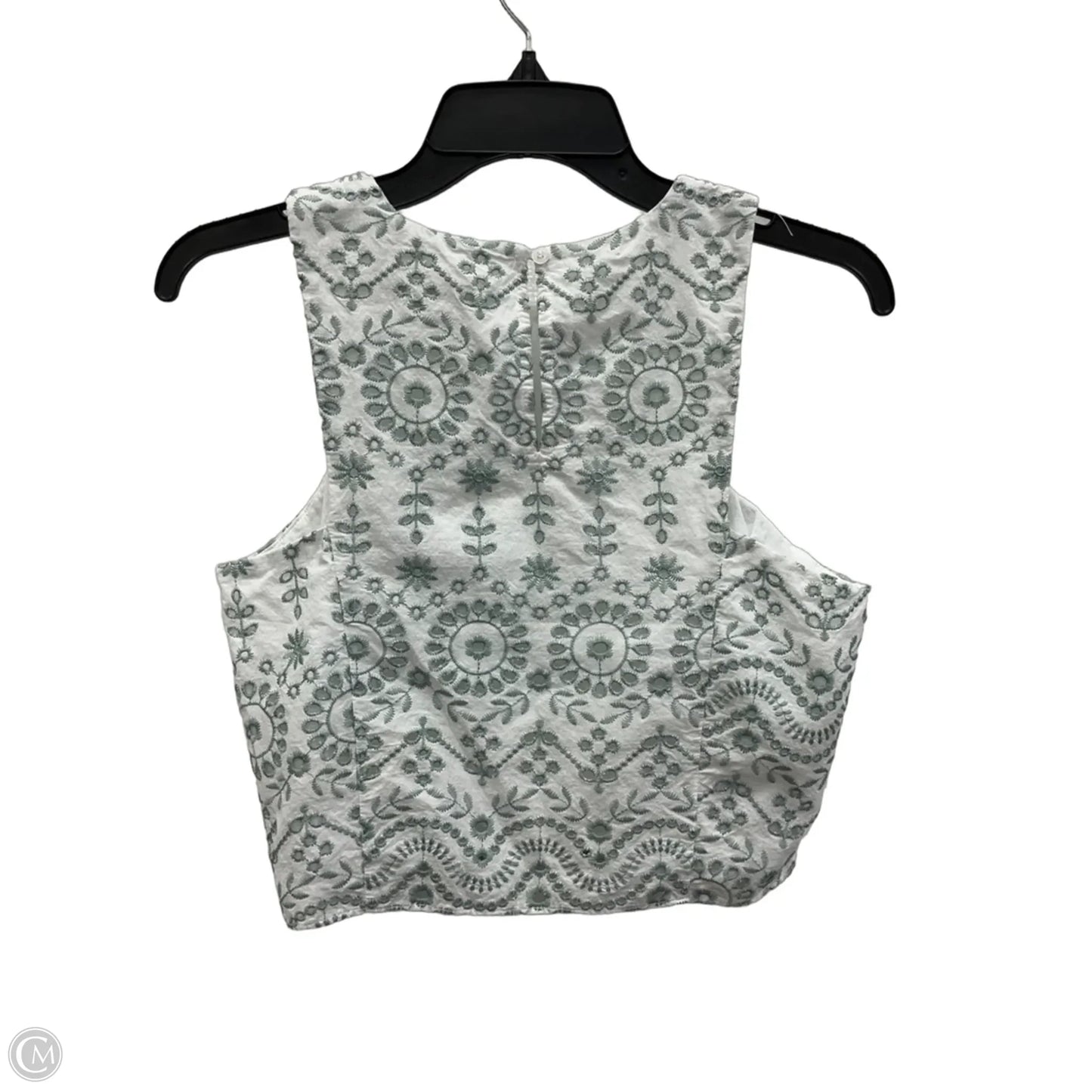 Top Sleeveless By Loft In Green & White, Size: S