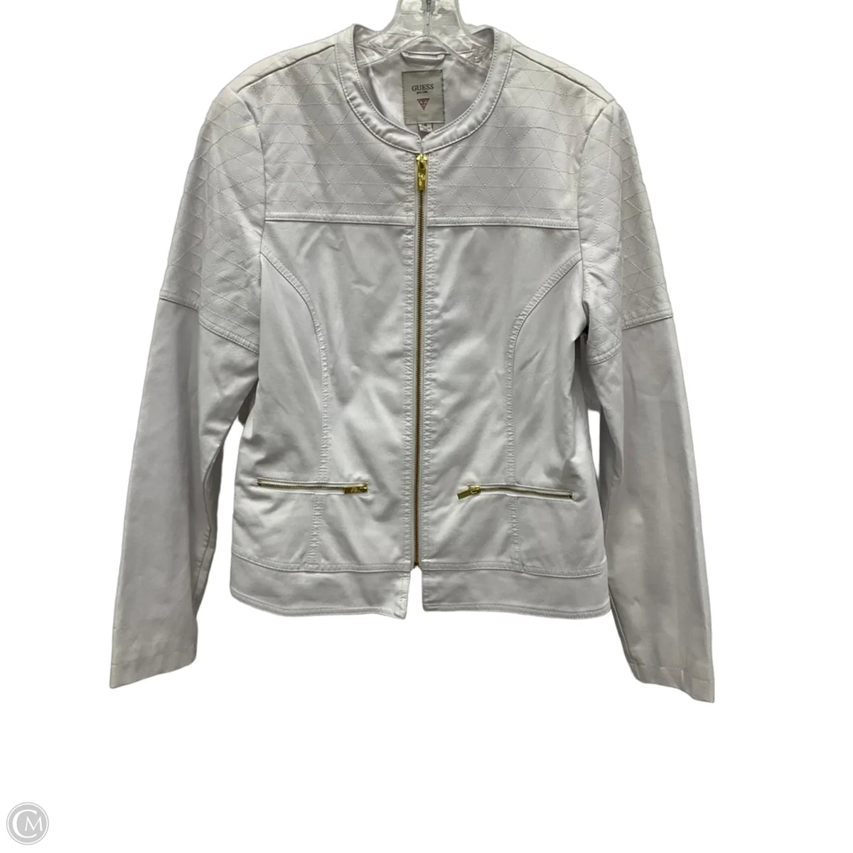 Jacket Leather By Guess In White, Size: L