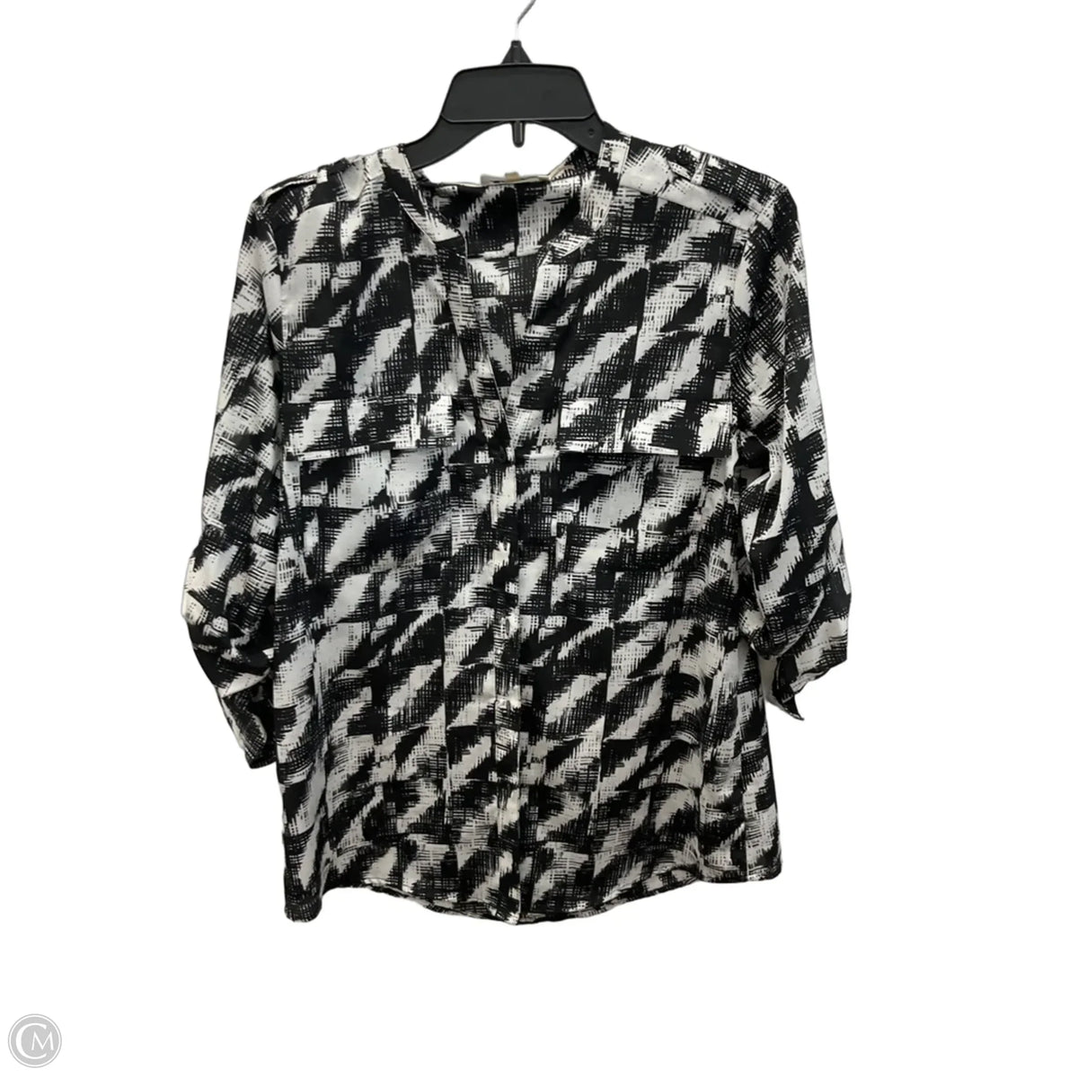 Top Long Sleeve By Calvin Klein In Geometric Pattern, Size: S
