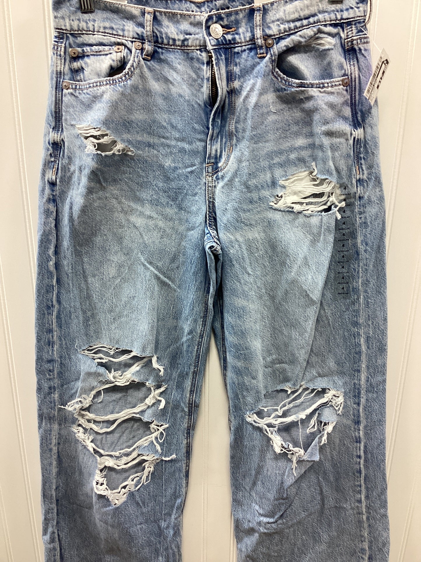 Jeans Wide Leg By American Eagle In Blue Denim, Size:4