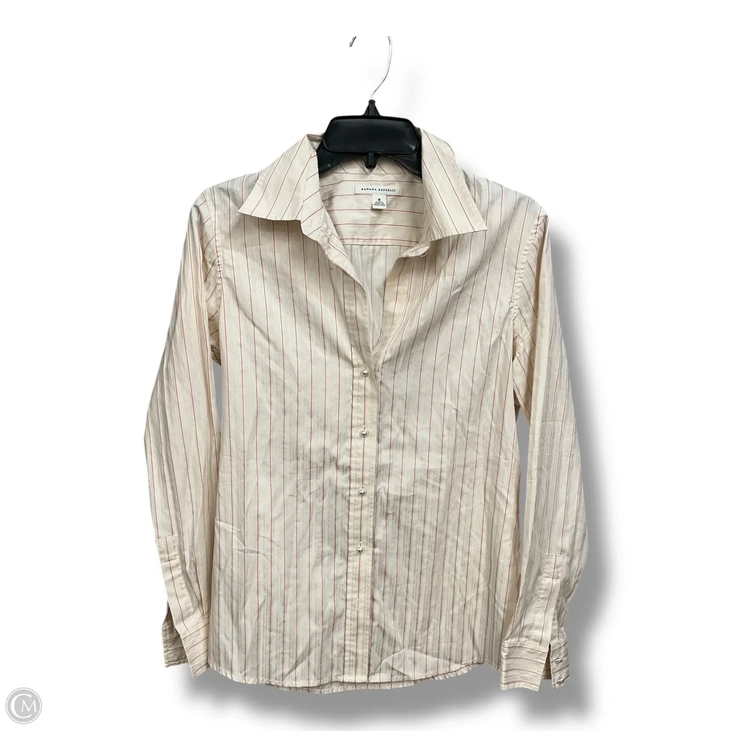 Blouse Long Sleeve By Banana Republic In Striped Pattern, Size: M