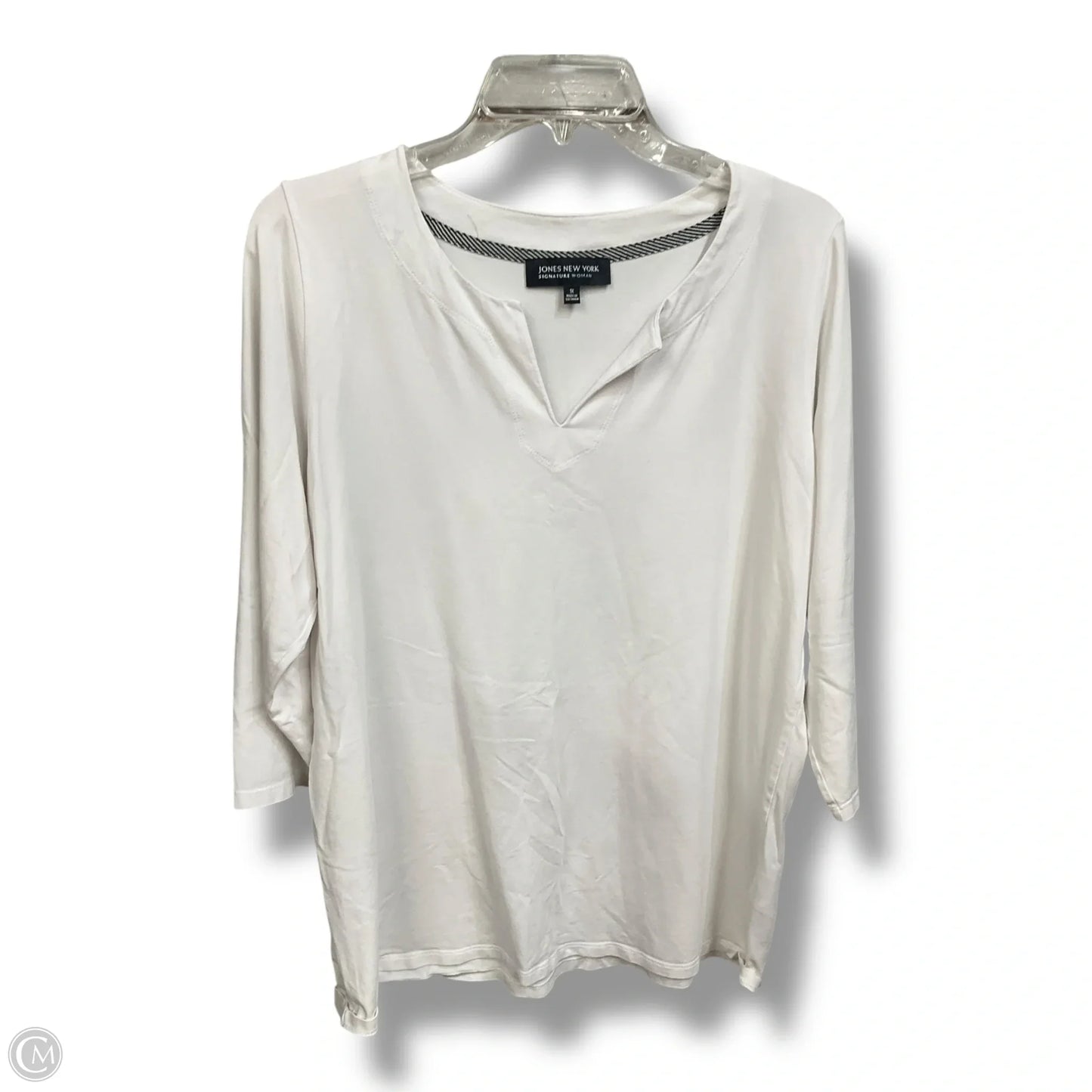 Top 3/4 Sleeve By Jones New York In White, Size: 1x