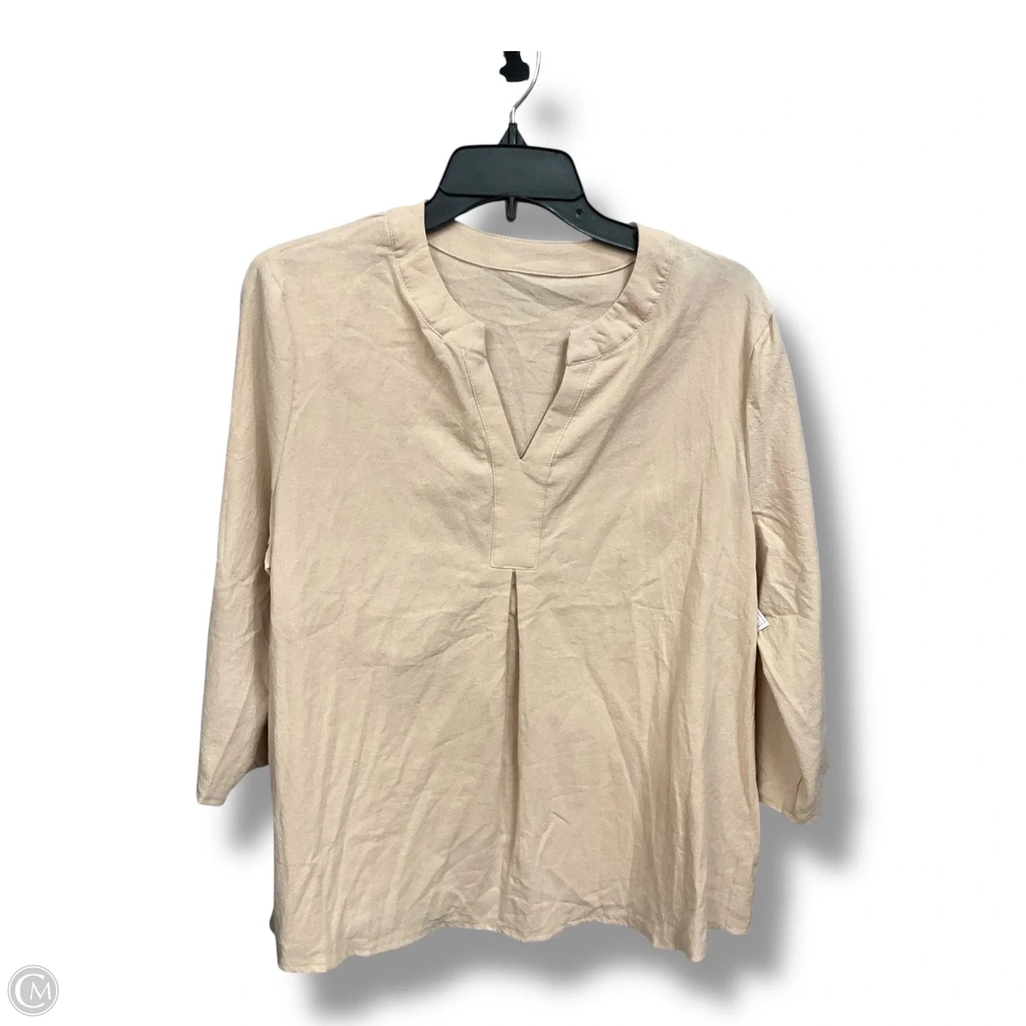 Blouse 3/4 Sleeve By Shein In Beige, Size: L