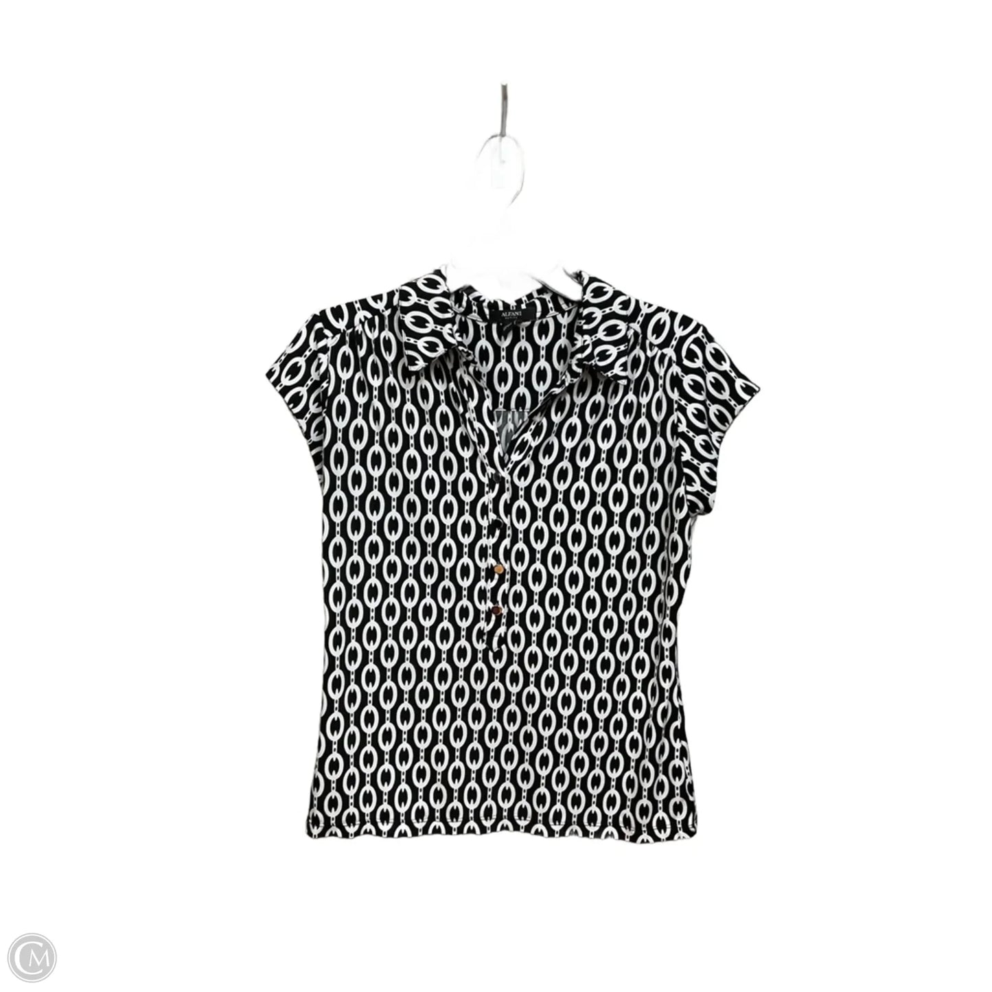 Top Short Sleeve By Alfani In Black & White, Size: Mp