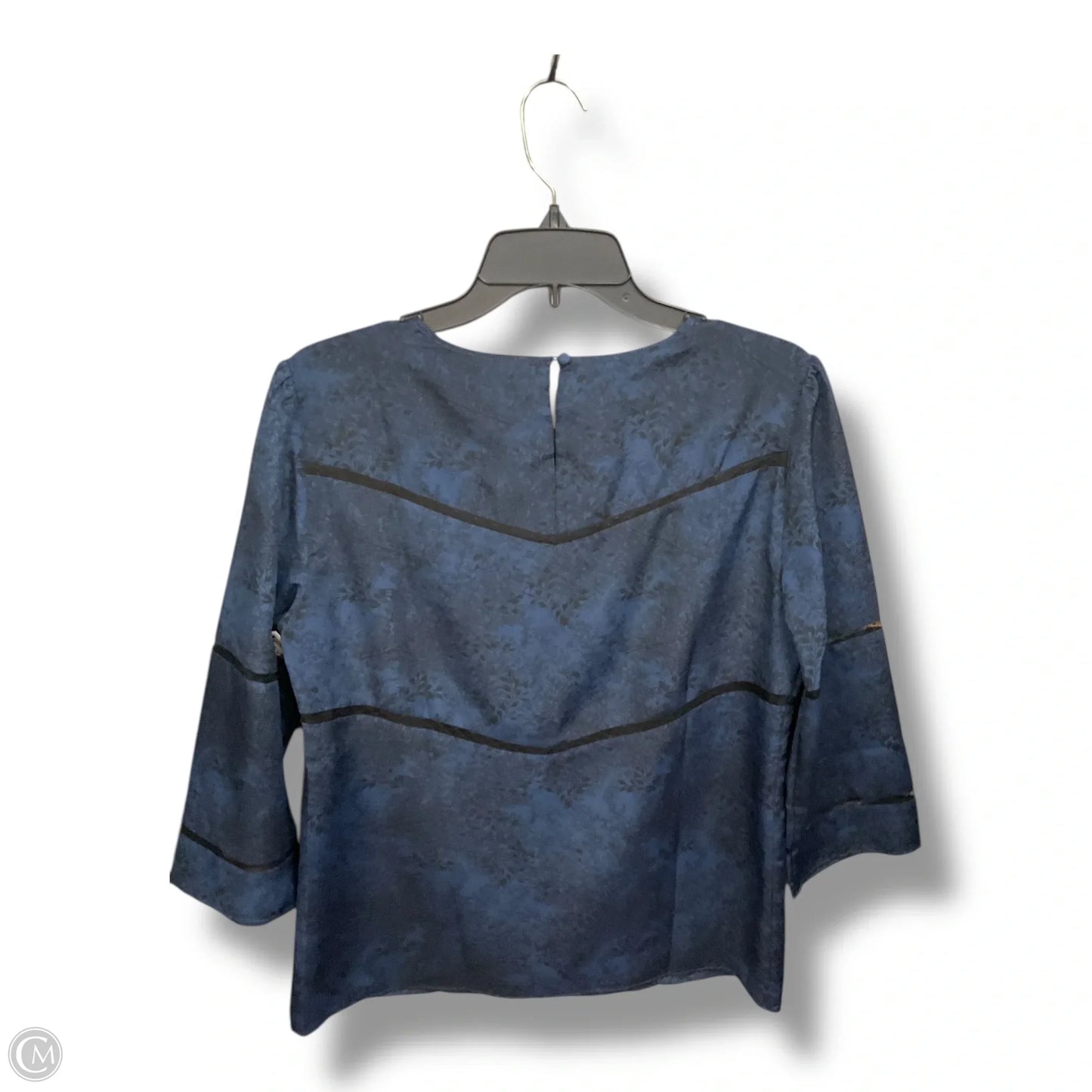 Blouse Long Sleeve By Banana Republic In Black & Blue, Size: M